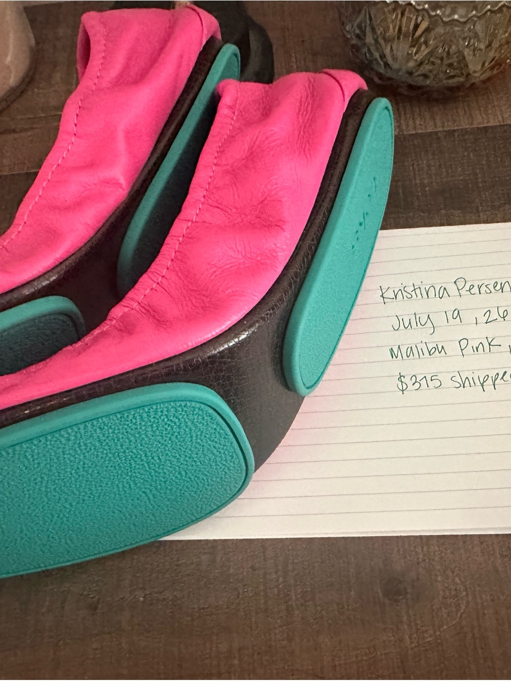 New Tieks Vault Malibu Pink Leather Ballet Flats - sz12 - Picture 3 of 4